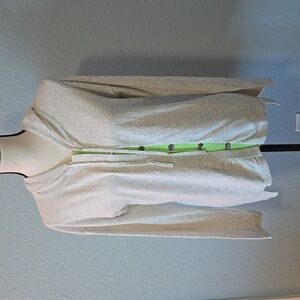 HANNAH ROSE Cardigan Button Up Hoodie Sweater Sz Large Natural Cotton Cashmere